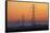 Row of Power Pylons at Sunset, Mid Canterbury, South Island, New Zealand-David Wall-Framed Stretched Canvas