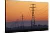 Row of Power Pylons at Sunset, Mid Canterbury, South Island, New Zealand-David Wall-Stretched Canvas