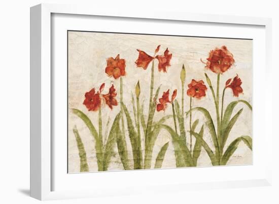 Row of Red Amaryllis Light-Cheri Blum-Framed Art Print