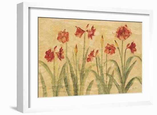Row of Red Amaryllis-Cheri Blum-Framed Art Print