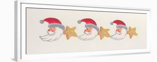 Row of Santas and Stars-Beverly Johnston-Framed Premium Giclee Print