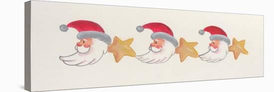 Row of Santas and Stars-Beverly Johnston-Stretched Canvas