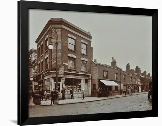 Row of Shops in Lea Bridge Road, Hackney, London, September 1909-null-Framed Photographic Print