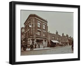 Row of Shops in Lea Bridge Road, Hackney, London, September 1909-null-Framed Premium Photographic Print