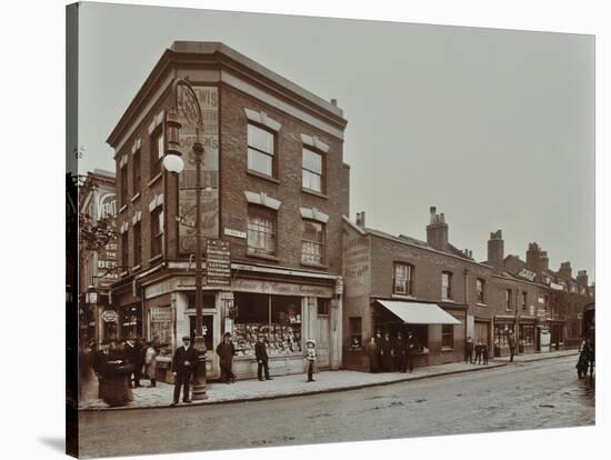 Row of Shops in Lea Bridge Road, Hackney, London, September 1909-null-Stretched Canvas