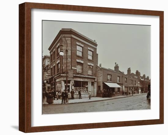 Row of Shops in Lea Bridge Road, Hackney, London, September 1909-null-Framed Photographic Print