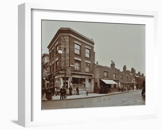 Row of Shops in Lea Bridge Road, Hackney, London, September 1909-null-Framed Photographic Print