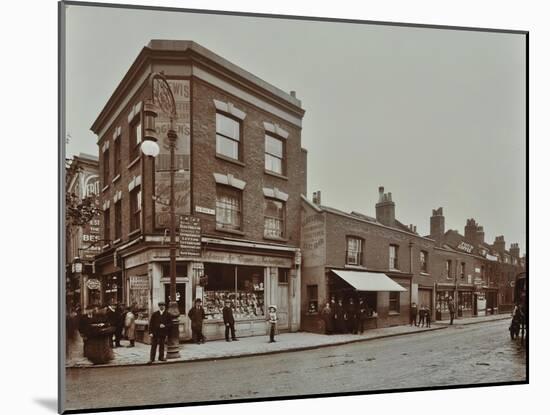 Row of Shops in Lea Bridge Road, Hackney, London, September 1909-null-Mounted Photographic Print