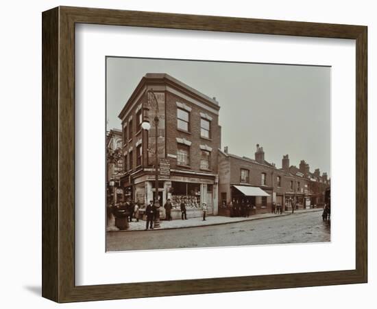 Row of Shops in Lea Bridge Road, Hackney, London, September 1909-null-Framed Photographic Print