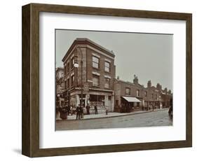 Row of Shops in Lea Bridge Road, Hackney, London, September 1909-null-Framed Photographic Print