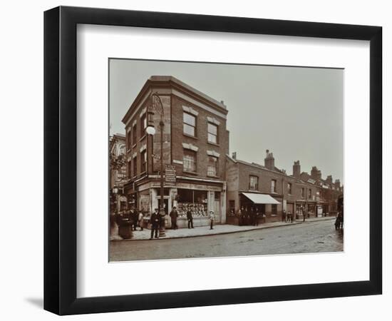 Row of Shops in Lea Bridge Road, Hackney, London, September 1909-null-Framed Photographic Print