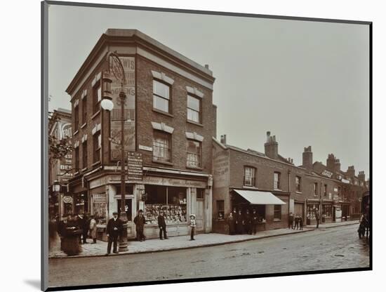 Row of Shops in Lea Bridge Road, Hackney, London, September 1909-null-Mounted Photographic Print