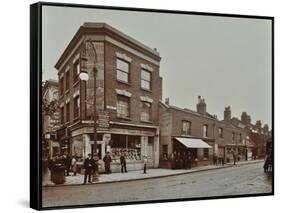 Row of Shops in Lea Bridge Road, Hackney, London, September 1909-null-Framed Stretched Canvas