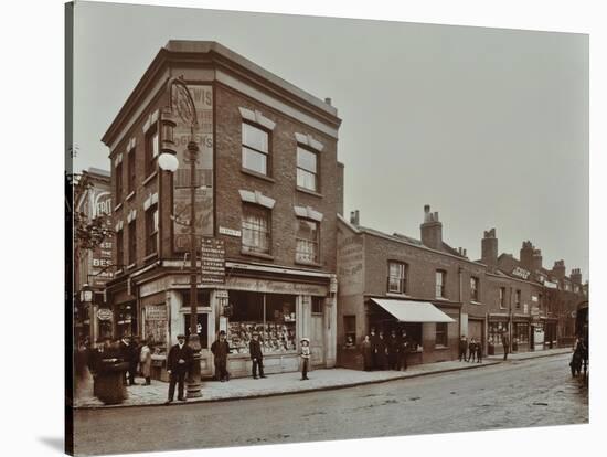 Row of Shops in Lea Bridge Road, Hackney, London, September 1909-null-Stretched Canvas