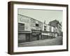 Row of Shops with Advertising Hoardings, Balls Pond Road, Hackney, London, September 1913-null-Framed Photographic Print