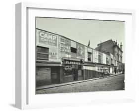 Row of Shops with Advertising Hoardings, Balls Pond Road, Hackney, London, September 1913-null-Framed Photographic Print