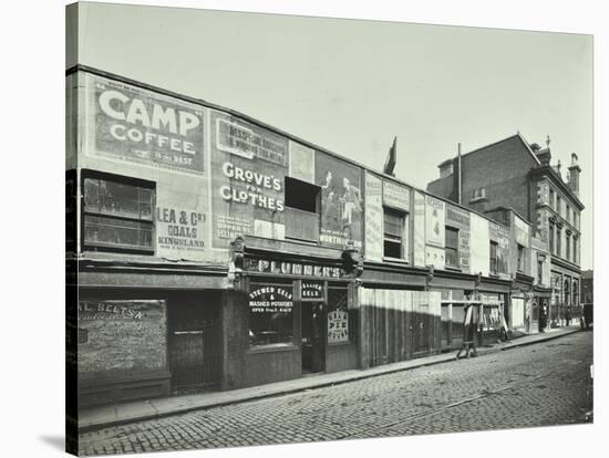 Row of Shops with Advertising Hoardings, Balls Pond Road, Hackney, London, September 1913-null-Stretched Canvas