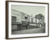 Row of Shops with Advertising Hoardings, Balls Pond Road, Hackney, London, September 1913-null-Framed Photographic Print