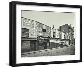 Row of Shops with Advertising Hoardings, Balls Pond Road, Hackney, London, September 1913-null-Framed Premium Photographic Print