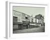 Row of Shops with Advertising Hoardings, Balls Pond Road, Hackney, London, September 1913-null-Framed Premium Photographic Print