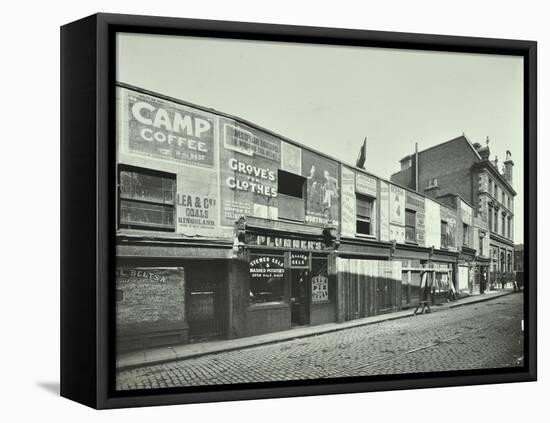 Row of Shops with Advertising Hoardings, Balls Pond Road, Hackney, London, September 1913-null-Framed Stretched Canvas