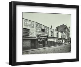 Row of Shops with Advertising Hoardings, Balls Pond Road, Hackney, London, September 1913-null-Framed Photographic Print