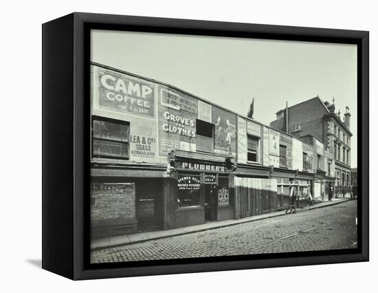 Row of Shops with Advertising Hoardings, Balls Pond Road, Hackney, London, September 1913-null-Framed Stretched Canvas