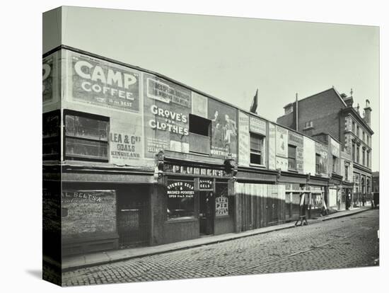 Row of Shops with Advertising Hoardings, Balls Pond Road, Hackney, London, September 1913-null-Stretched Canvas