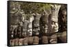 Row of Statues of Asuras on South Gate Bridge across Moat to Angkor Thom, Siem Reap-David Wall-Framed Stretched Canvas