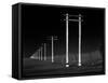 Row of Telephone Poles Along Bonneville Salt Flats-Fritz Goro-Framed Stretched Canvas