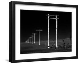 Row of Telephone Poles Along Bonneville Salt Flats-Fritz Goro-Framed Photographic Print