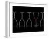 Row of Wine Glasses and a Glass of Red Wine Against a Black Background-Shawn Hempel-Framed Photographic Print