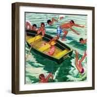 "Rowboat Diving", July 12, 1952-Mead Schaeffer-Framed Premium Giclee Print