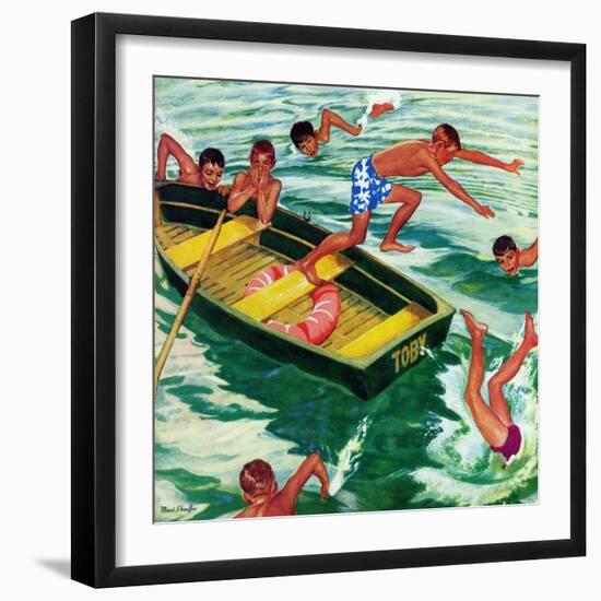 "Rowboat Diving", July 12, 1952-Mead Schaeffer-Framed Premium Giclee Print