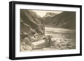 Rowboat Next to Colorado River, Grand Canyon-null-Framed Art Print