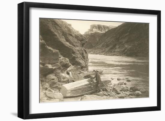 Rowboat Next to Colorado River, Grand Canyon-null-Framed Art Print