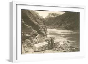 Rowboat Next to Colorado River, Grand Canyon-null-Framed Art Print