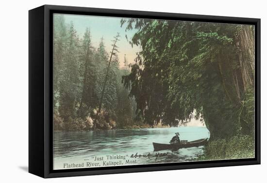 Rowboat on Flathead River, Montana-null-Framed Stretched Canvas