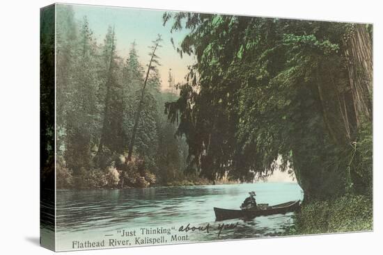 Rowboat on Flathead River, Montana-null-Stretched Canvas