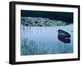 Rowboat on Lake Surrounded by Water Lilies, Lake District National Park, England-Tom Haseltine-Framed Photographic Print