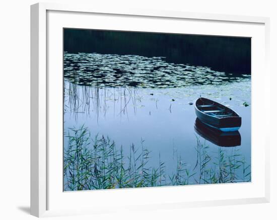 Rowboat on Lake Surrounded by Water Lilies, Lake District National Park, England-Tom Haseltine-Framed Photographic Print