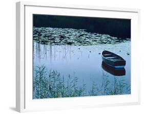 Rowboat on Lake Surrounded by Water Lilies, Lake District National Park, England-Tom Haseltine-Framed Photographic Print