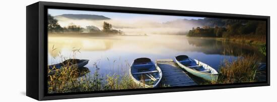 Rowboats at the Lakeside, English Lake District, Grasmere, Cumbria, England-null-Framed Stretched Canvas