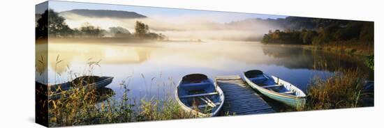 Rowboats at the Lakeside, English Lake District, Grasmere, Cumbria, England-null-Stretched Canvas