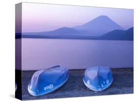 Rowboats on Motosu Lake with Mt. Fuji in the Background, Yamanashi, Japan-Rob Tilley-Stretched Canvas