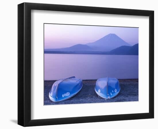 Rowboats on Motosu Lake with Mt. Fuji in the Background, Yamanashi, Japan-Rob Tilley-Framed Photographic Print