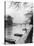 Rowboats Tied Up Along the Seine River-Ed Clark-Stretched Canvas