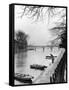 Rowboats Tied Up Along the Seine River-Ed Clark-Framed Stretched Canvas