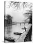 Rowboats Tied Up Along the Seine River-Ed Clark-Stretched Canvas