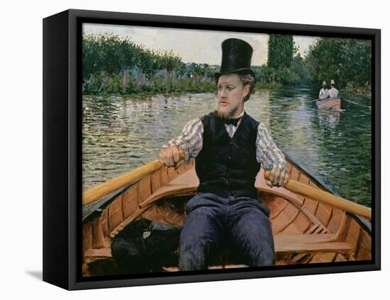 Rower in a Top Hat, C.1877-78-Gustave Caillebotte-Framed Stretched Canvas